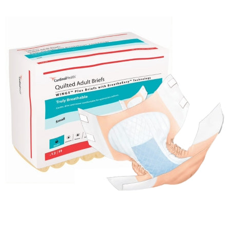 Unisex Adult Incontinence Brief Wings™ Quilted Plus with BreatheEasy™ Technology X-Large Disposable Heavy Absorbency