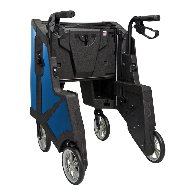 4 Wheel Rollator Tour Midnight Blue Adjustable Height / Folding Carbon Fiber Frame