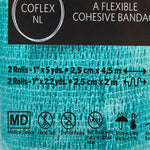 Cohesive Bandage CoFlex® NL 1 Inch X 5 Yard Self-Adherent Closure Teal / Blue / White / Purple / Green NonSterile 12 lbs. Tensile Strength