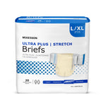 Unisex Adult Incontinence Brief McKesson Ultra Plus Stretch Large / X-Large Disposable Heavy Absorbency