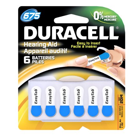 Zinc-Air Battery Duracell® 675 Cell 1.4V Disposable 6 Pack