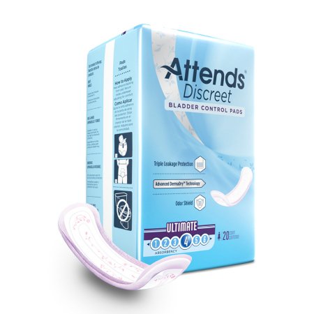 Bladder Control Pad Attends® Discreet 15 Inch Length Moderate Absorbency Polymer Core One Size Fits Most