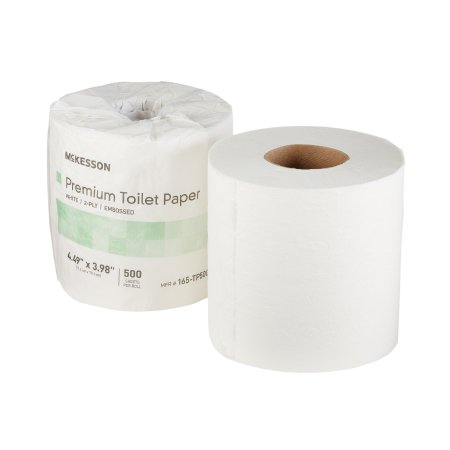 Toilet Tissue McKesson Premium White 2-Ply Standard Size Cored Roll 500 Sheets 4 X 4-1/2 Inch