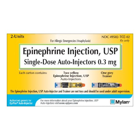 Alpha and Beta Adrenergic Agonist Epinephrine 0.3 mg Injection Prefilled Auto-Injector 0.3 mL