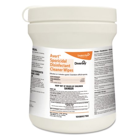 Diversey™ Avert™ Surface Disinfectant Cleaner Premoistened Manual Pull Wipe 160 Count Canister Chlorine Scent NonSterile