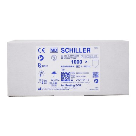 ECG Resting Electrode Schiller™ Foam Backing Non-Radiolucent Tab Connector 100 per Pack