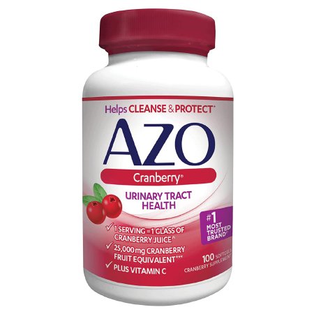 Urinary Tract Health Dietary Supplement AZO® Vitamin C (as ascorbic acid) / Cranberry (Vaccinium macrocarpon) Whole Fruit Powder 120 mg - 500 mg Strength Softgel 100 per Bottle