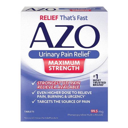 Urinary Pain Relief AZO® Maximum Strength 99.5 mg Strength Phenazopyridine HCL Tablet 12 per Box