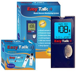 Blood Glucose Meter Easy Talk 6 Second Results Stores up to 500 Results No Coding Required