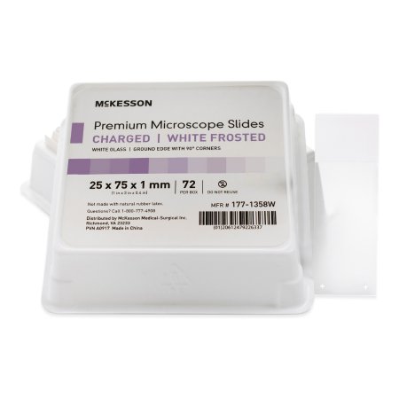 Charged Microscope Slide McKesson 25 X 75 X 1 mm White Frosted End