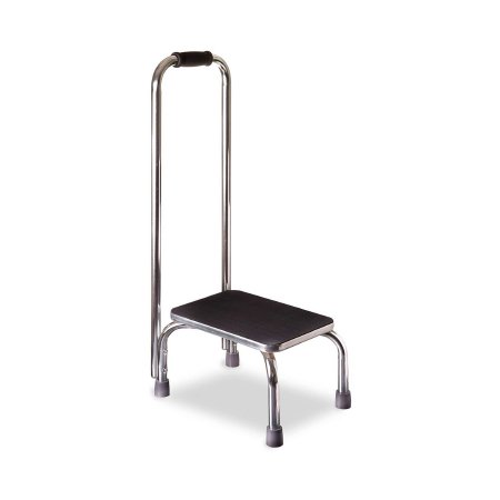 Step Stool with Handrail Mabis DMI 1 Step Chrome Plated Steel Frame 5-1/4 Inch Step Height