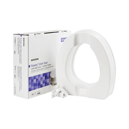 Raised Toilet Seat McKesson 4 Inch Height White 400 lbs. Weight Capacity