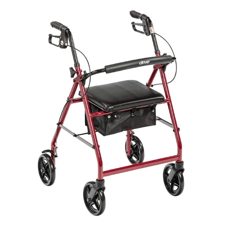 4 Wheel Rollator drive™ Red Adjustable Height / Folding Aluminum Frame