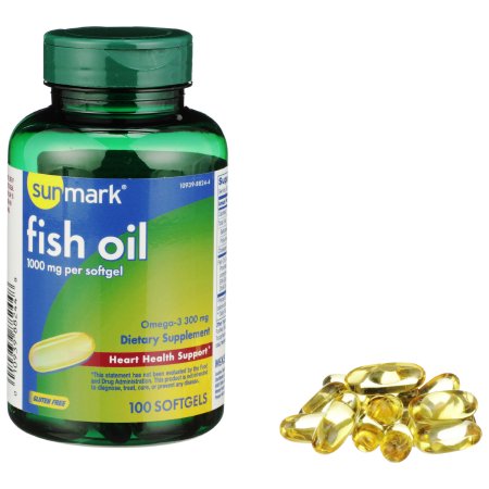 Omega 3 Supplement sunmark® Fish Oil 1000 mg Strength Softgel 100 per Bottle