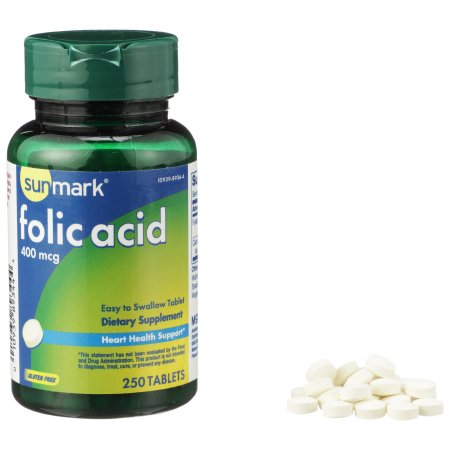 Vitamin Supplement sunmark® Folic Acid 400 mcg Strength Tablet 250 per Bottle