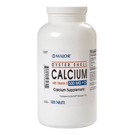 Joint Health Supplement Major® Calcium / Vitamin D 500 mg - 200 IU Strength Tablet 150 per Bottle