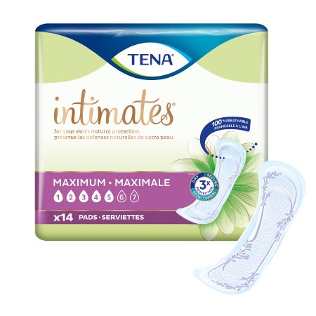 Bladder Control Pad TENA® Intimates™ Maximum Long 13 Inch Length Heavy Absorbency Dry-Fast Core™ One Size Fits Most