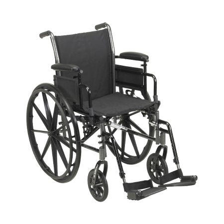 Lightweight Wheelchair McKesson Dual Axle Desk Length Arm Swing-Away Footrest Black Upholstery 20 Inch Seat Width Adult 300 lbs. Weight Capacity