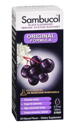 Dietary Supplement Sambucol® Natural Ingredients Syrup 4 oz. Black Elderberry