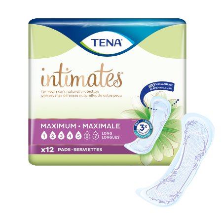 Bladder Control Pad TENA® Intimates™ Maximum Long 15 Inch Length Heavy Absorbency Dry-Fast Core™ One Size Fits Most