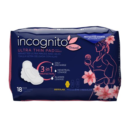 Feminine Pad Incognito® Ultra Thin with Wings Regular Absorbency