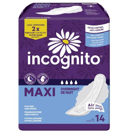 Feminine Pad Incognito® Maxi with Wings / Overnight Heavy Absorbency