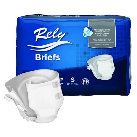 Unisex Adult Incontinence Brief Rely® Small Disposable Heavy Absorbency