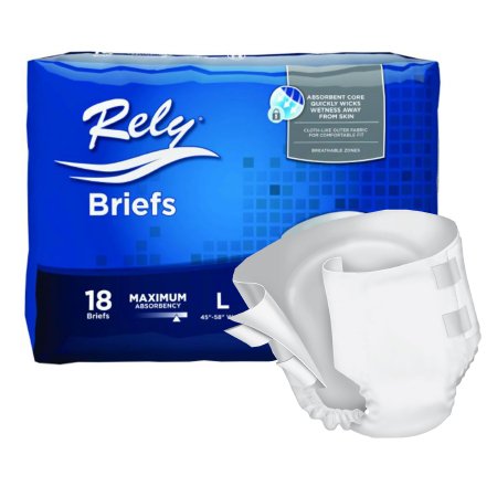 Unisex Adult Incontinence Brief Rely® Large Disposable Heavy Absorbency