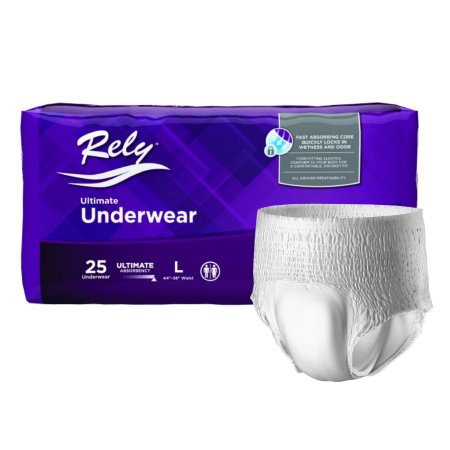 Unisex Adult Absorbent Underwear Rely® Ultimate Pull On with Tear Away Seams Large Disposable Heavy Absorbency