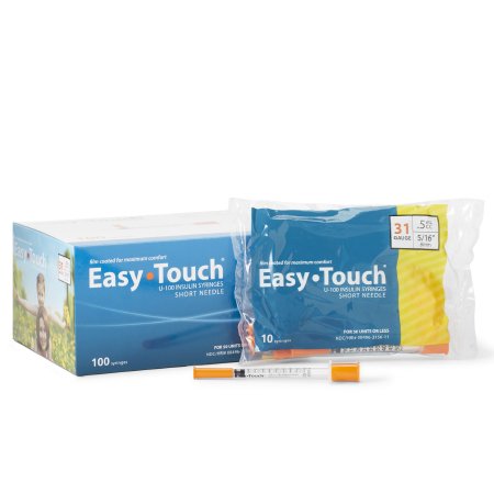 Standard Insulin Syringe with Needle EasyTouch™ 0.5 mL 5/16 Inch 31 Gauge NonSafety Thin Wall