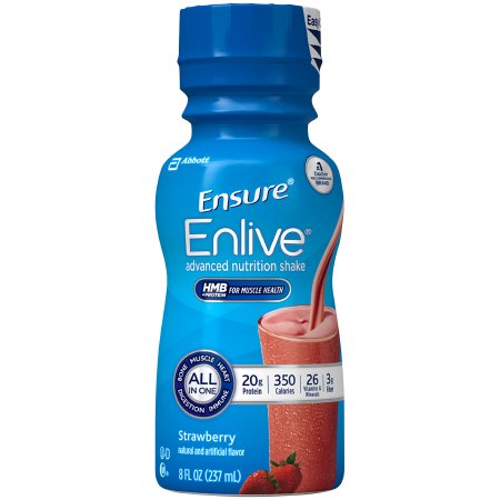 Oral Supplement Ensure® Enlive® Advanced Nutrition Shake Strawberry Flavor Liquid 8 oz. Bottle