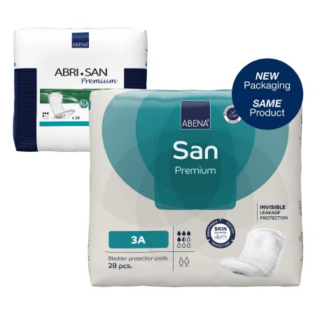 Bladder Control Pad Abri-San™ 13 Inch Length Moderate Absorbency Fluff / Polymer Core Level 3A