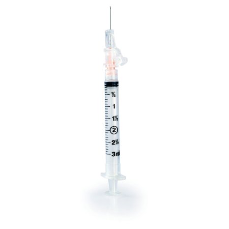 Safety Hypodermic Syringe with Needle McKesson Prevent® SG 3 mL 5/8 Inch 25 Gauge Sliding Safety Needle Regular Wall