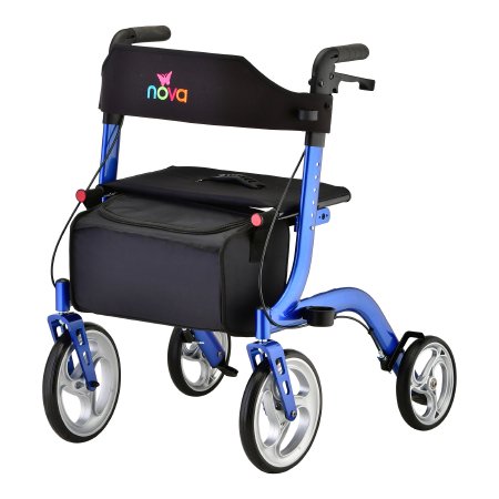 4 Wheel Rollator EXPRESS Blue Adjustable Height / Folding Aluminum Frame