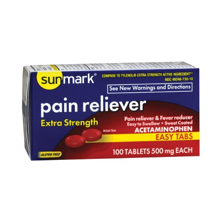 Pain Relief sunmark® 500 mg Acetaminophen Tablet 100 per Bottle