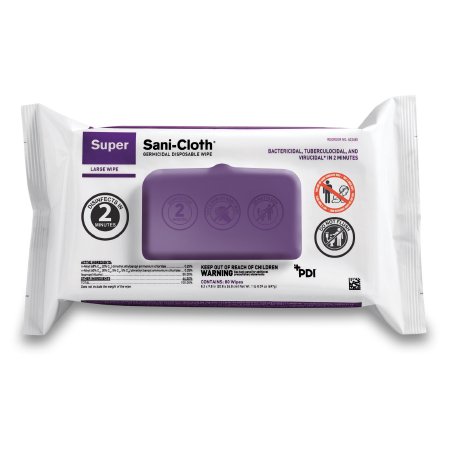 Super Sani-Cloth® Surface Disinfectant Cleaner Premoistened Germicidal Manual Pull Wipe 80 Count Soft Pack Alcohol Scent NonSterile