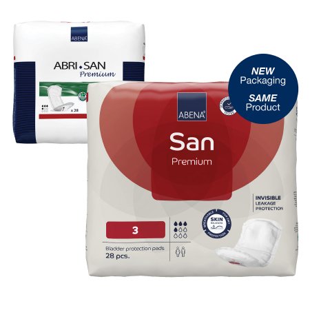 Bladder Control Pad Abri-San™ Premium #3 12 Inch Length Moderate Absorbency Fluff / Polymer Core One Size Fits Most