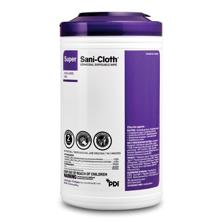 Super Sani-Cloth® Surface Disinfectant Cleaner Premoistened Germicidal Manual Pull Wipe 75 Count Canister Alcohol Scent NonSterile