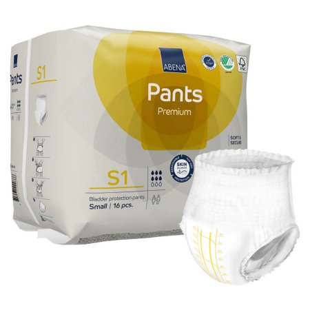 Unisex Adult Absorbent Underwear Abena® Premium Pants S2 Pull On with Tear Away Seams Small Disposable Moderate Absorbency