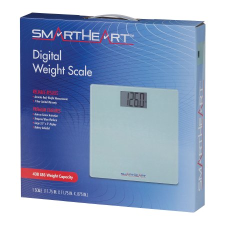 Floor Scale SmartHeart Digital Scale 438 lbs / 199 kg Gray Battery Operated