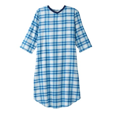 Patient Exam Gown Silverts® 2X-Large Turquoise Plaid Reusable