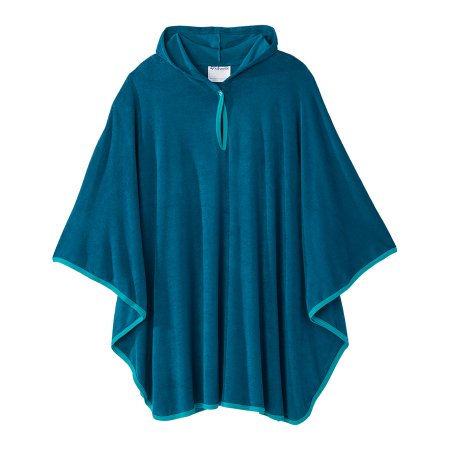 Shower Cape with Hood Silverts® Caribbean Blue One Size Fits Most Front Opening Snap Closure Unisex