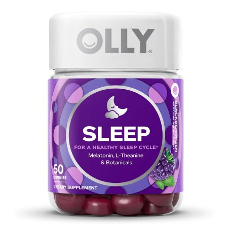 Dietary Supplement OLLY® Sleep L-Theanine / Melatonin / Botanicals 100 mg - 3 mg - 16 to 17 mg Strength Gummy 50 per Bottle Blackberry Zen Flavor