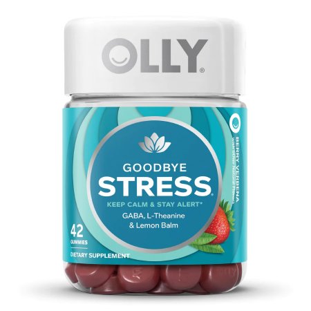 Dietary Supplement OLLY® Goodbye Stress® GABA / L-Theanine / Lemon Balm Extract 100 mg - 50 mg - 75 mg Gummy 42 per Bottle Berry Verbena Flavor