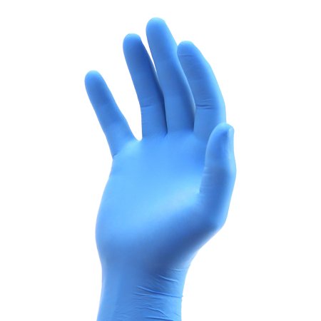 Exam Glove AMSure® Medium NonSterile Nitrile Standard Cuff Length Textured Fingertips Blue Chemo Tested