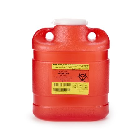 Sharps Container BD™ Red Base 11-1/2 H X 9-2/5 W X 5-3/10 D Inch Vertical Entry 1.725 Gallon