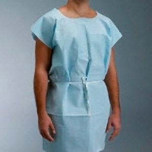 Patient Exam Gown Medium / Large Blue Disposable