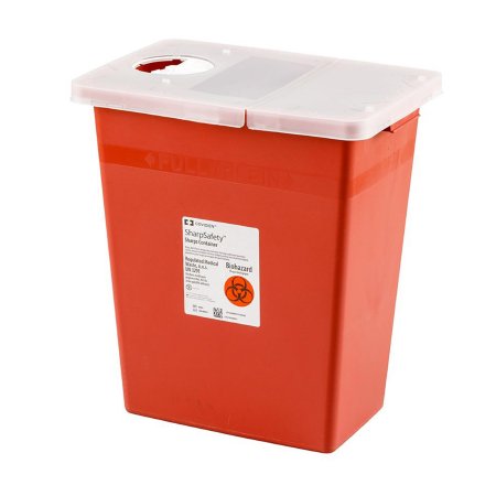 Sharps Container SharpSafety™ Red Base 26 H X 18-1/4 W X 12-3/4 D Inch Horizontal Entry 18 Gallon