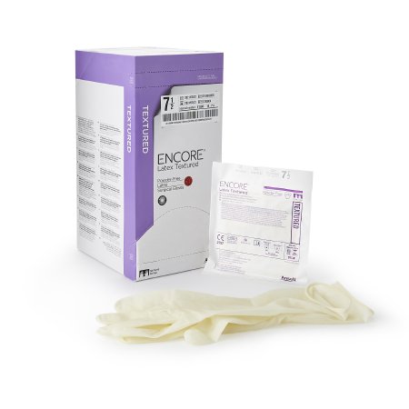 Surgical Glove ENCORE® Latex Textured Size 7.5 Sterile Latex Standard Cuff Length Fully Textured Ivory Chemo Tested