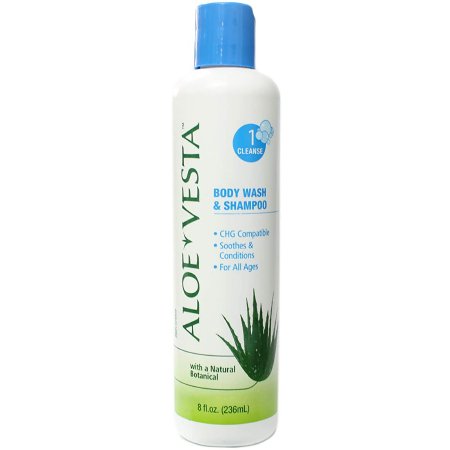 Shampoo and Body Wash Aloe Vesta® 8 oz. Flip Top Bottle Floral / Aloe Scent